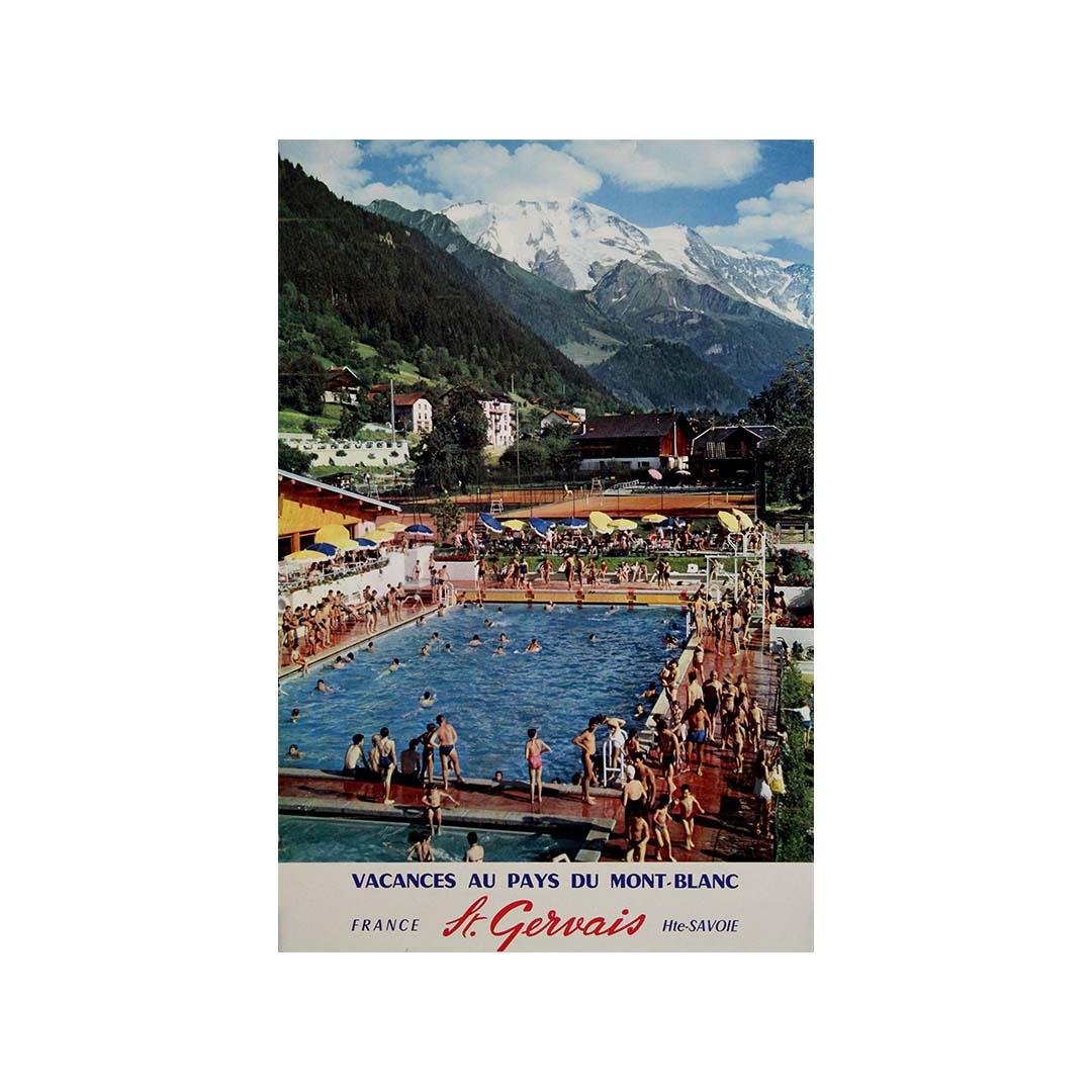Cartel de viaje de 1960 que promociona Saint-Gervais-les-Bains - Mont Blanc - Francia en venta 2