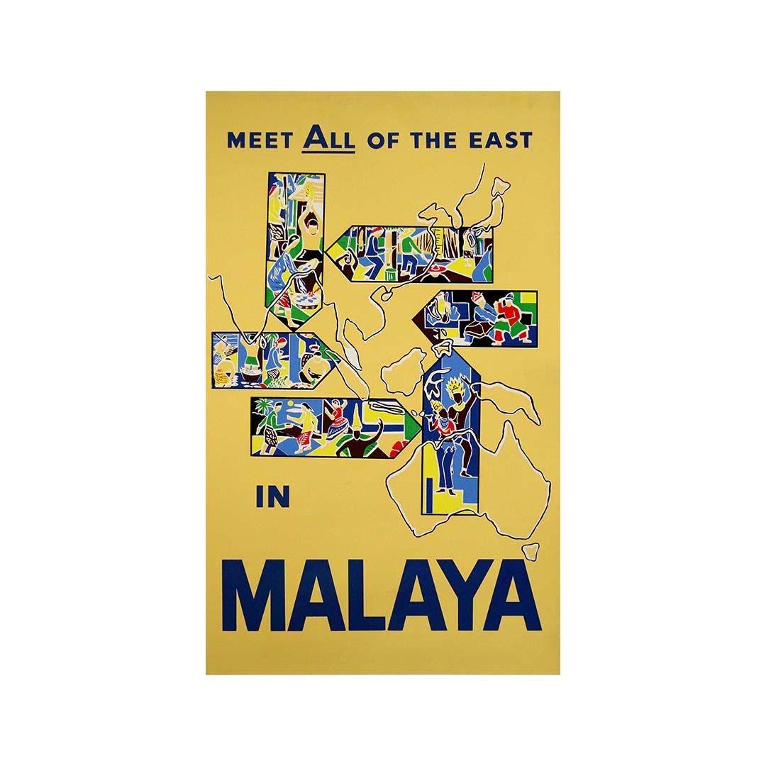 Stampa serigrafica da viaggio del 1960 -  Incontrare tutto l'Oriente in Malaya (Malesia) in vendita 2