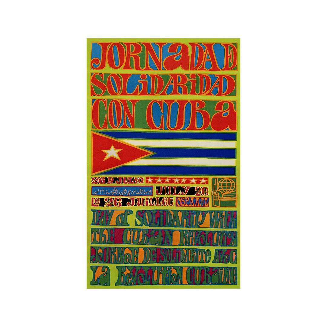 Circa 1970 original political poster OSPAAAL - Day of Solidarity with Cuba For Sale 1