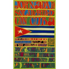 Circa 1970 original political poster OSPAAAL - Day of Solidarity with Cuba