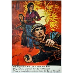 Affiche originale de 1970 sur l'impérialisme américain hors du Sud-Viêt Nam !