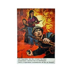 Affiche originale de 1970 sur l'impérialisme américain hors du Sud-Viêt Nam ! 