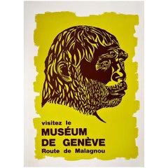 Circa 1970 Original poster for the The Museum of Natural History of Geneva