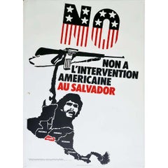 Vintage Circa 1970 Original poster No to US intervention in El Salvador - Political
