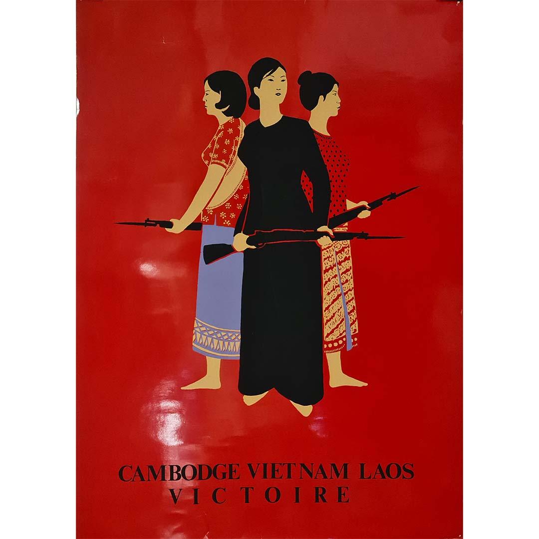 Circa 1970 Original Vietnam War Poster, Cambodge Vietnam Laos Victoire