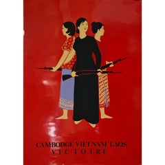 Circa 1970 Original Vietnam War Poster, Cambodge Vietnam Laos Victoire