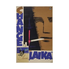 Circa 1970 Soviet advertising poster – “Change to Laika” cigarette advertisement