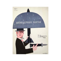 Circa 1970 Soviet propaganda poster - Abraham Lincoln nuclear umbrella Cold War