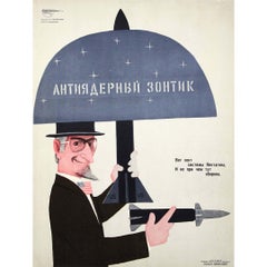 Circa 1970 Soviet propaganda poster - Abraham Lincoln nuclear umbrella Cold War