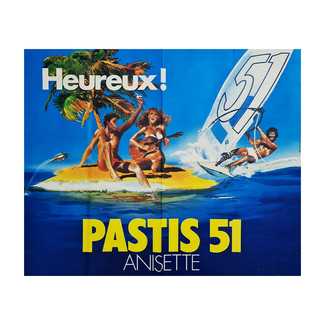 Circa 1975 Original poster advertising the spirit Pastis 51 - Print by Unknown