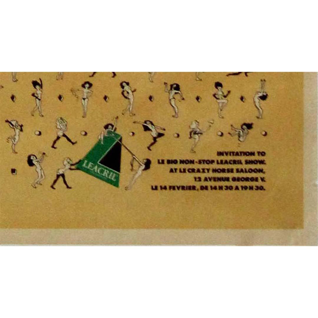 Manifesto originale del 1980 circa per lo spettacolo Le Big Non-Stop Leacril del Crazy Horse Saloon in vendita 1