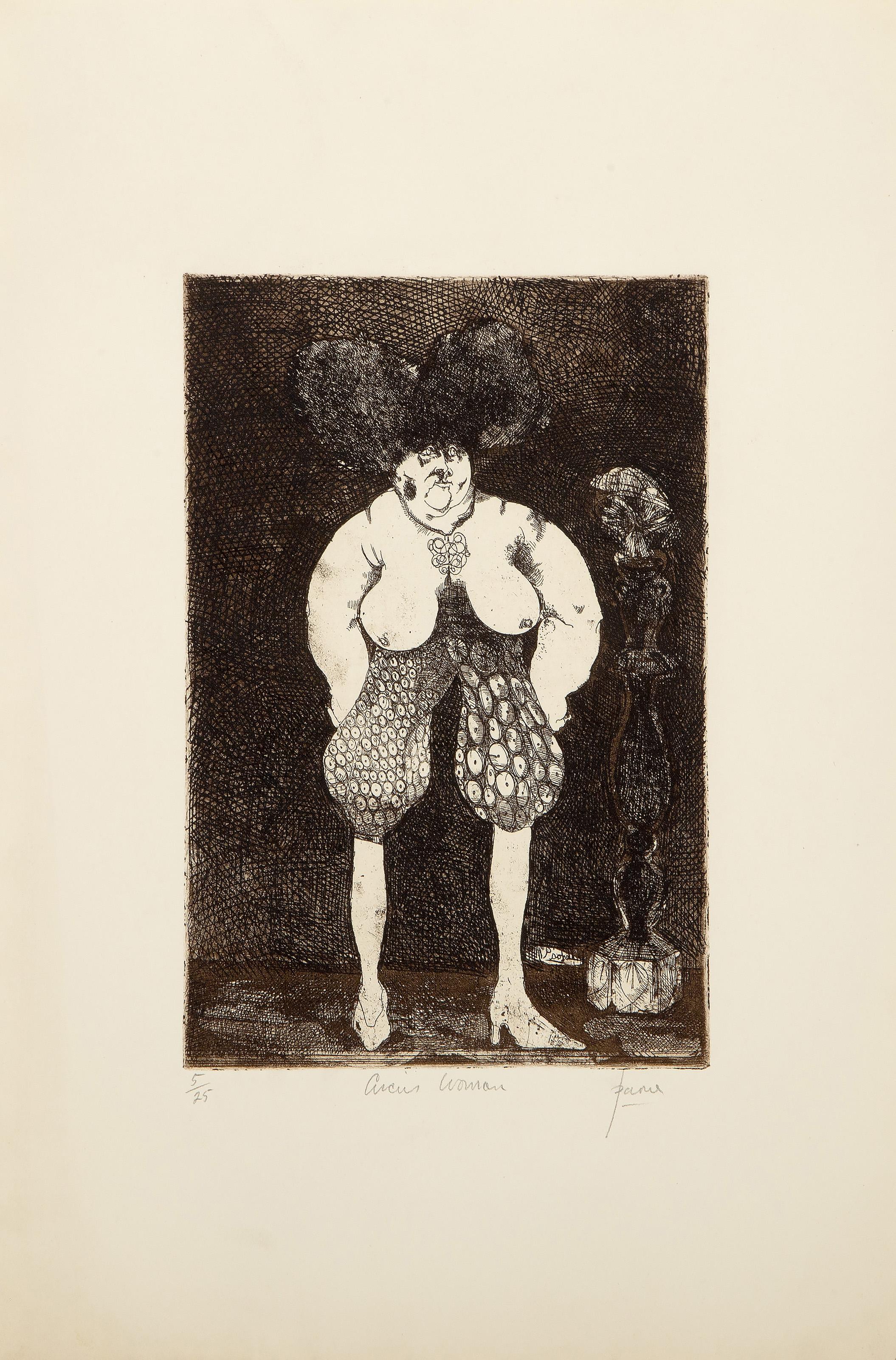 Circus Woman, Surrealist Etching by Peter Paone For Sale 2