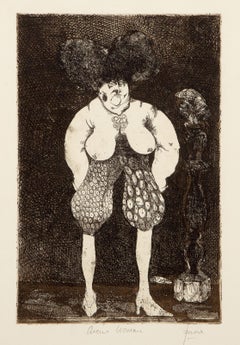 Donna del circo, acquaforte surrealista di Peters Paone