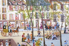 City Square II, Folk Art Lithograph by Claude Tabet