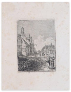 City with Travellers -  Etching - 17th Century