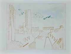 Cityscape - Original-Radierung - Mitte des 20. Jahrhunderts