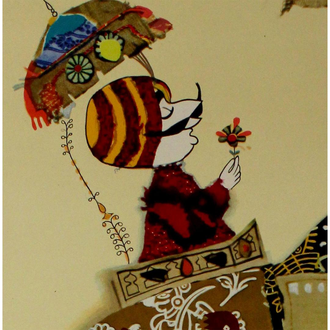 Civid and whimsical Air-India poster from 1968 - There is an air about India For Sale 2