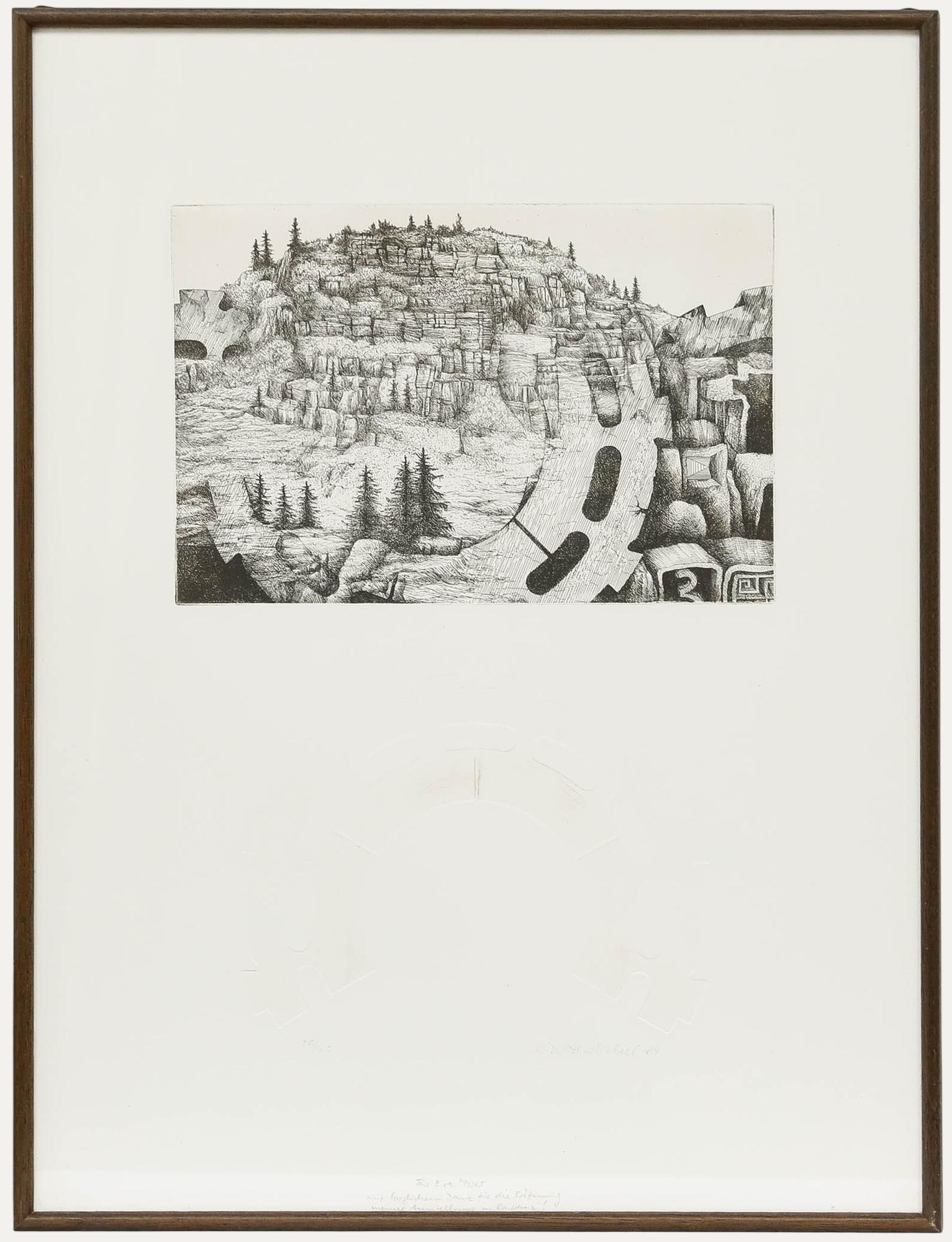 Unknown Landscape Print - Claus D. Hentschel (1937-2012) - Framed Etching, Geometrische Landschaft