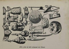 Clothes, Weapons und Werkzeuge der Chinese - Costumes - Lithographie - 1862