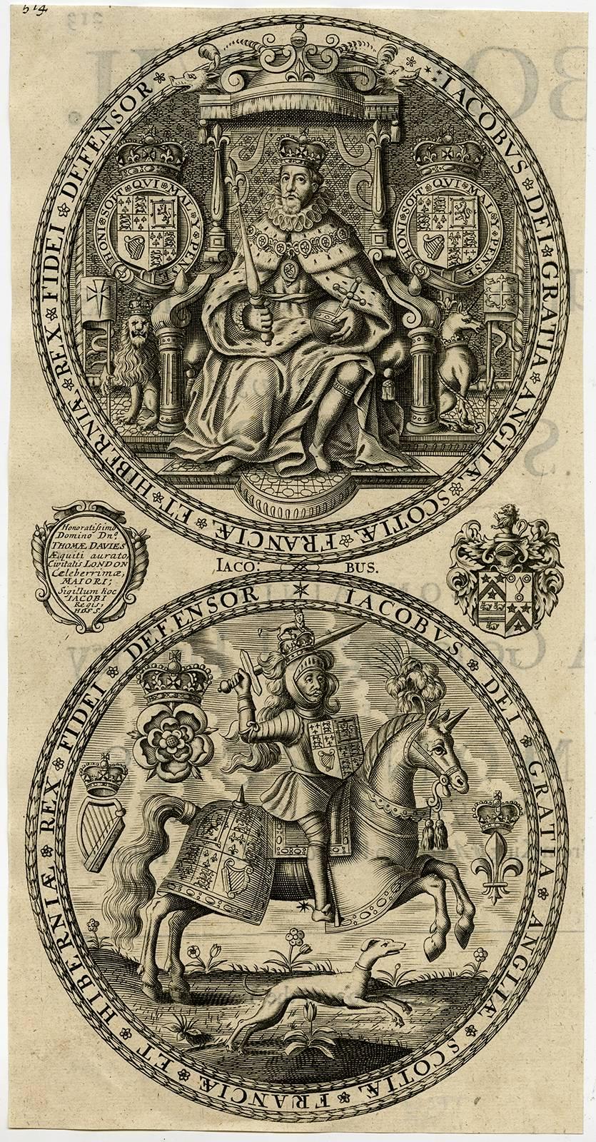 Collection of four print with depictions of English royal seals.  - Print by Unknown