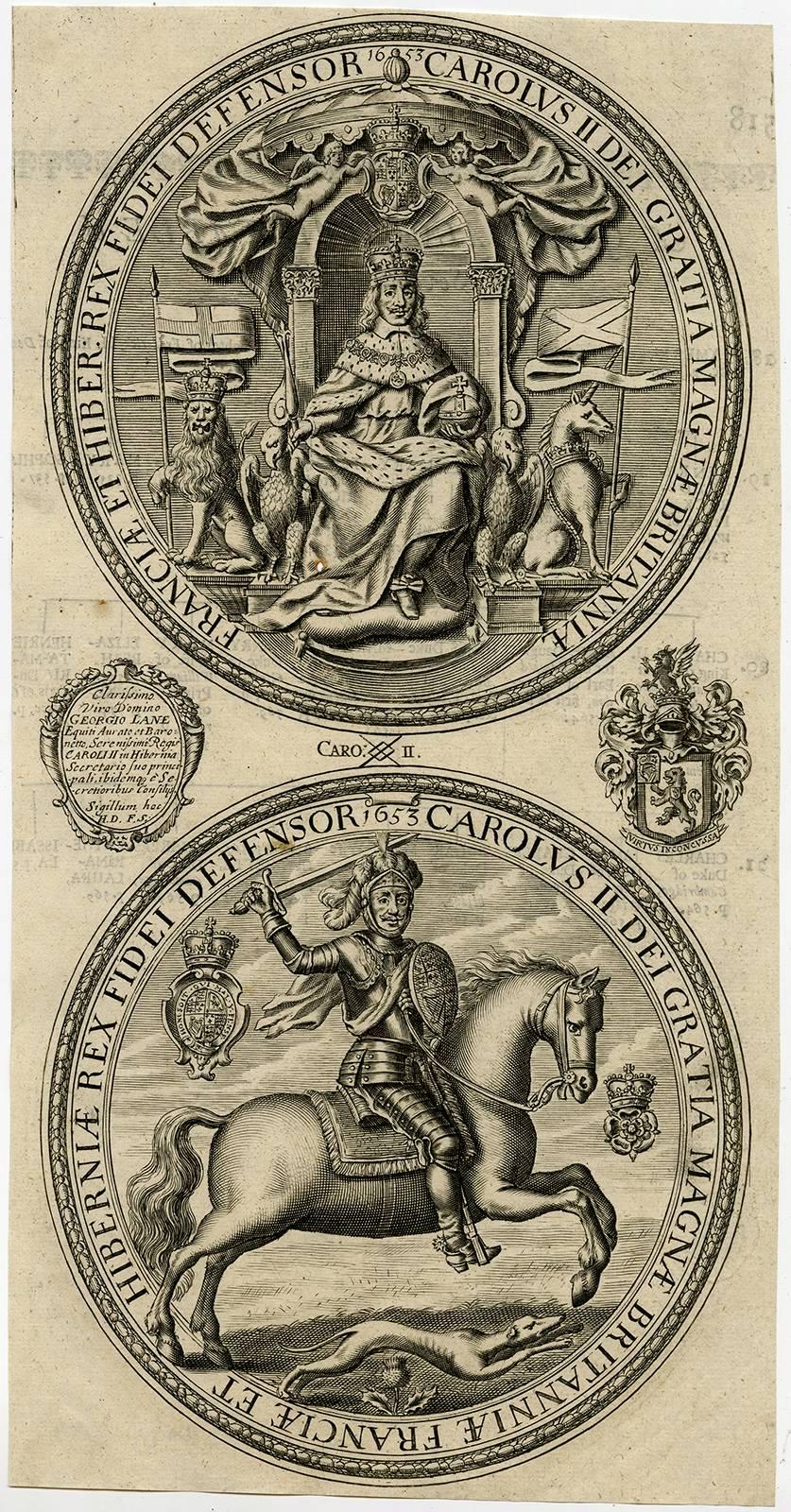 Collection of four print with depictions of English royal seals.  - Beige Figurative Print by Unknown