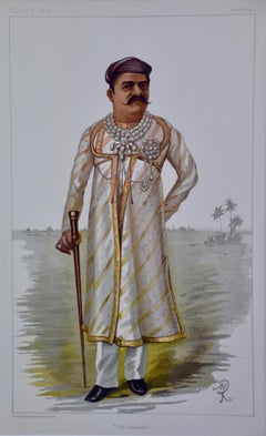 Caricature en couleur de Vanity Fair du "Gaekwar de Baroda" (Prince des Indes)
