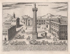 Column of Antoninus Pius, Rome Italy. Jacobs Lauro 17th century engraving 
