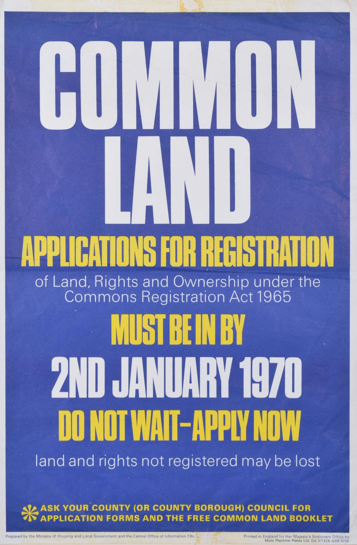 Common Land Applications original vintage Housing Ministry poster Harold Wilson - Print by Unknown