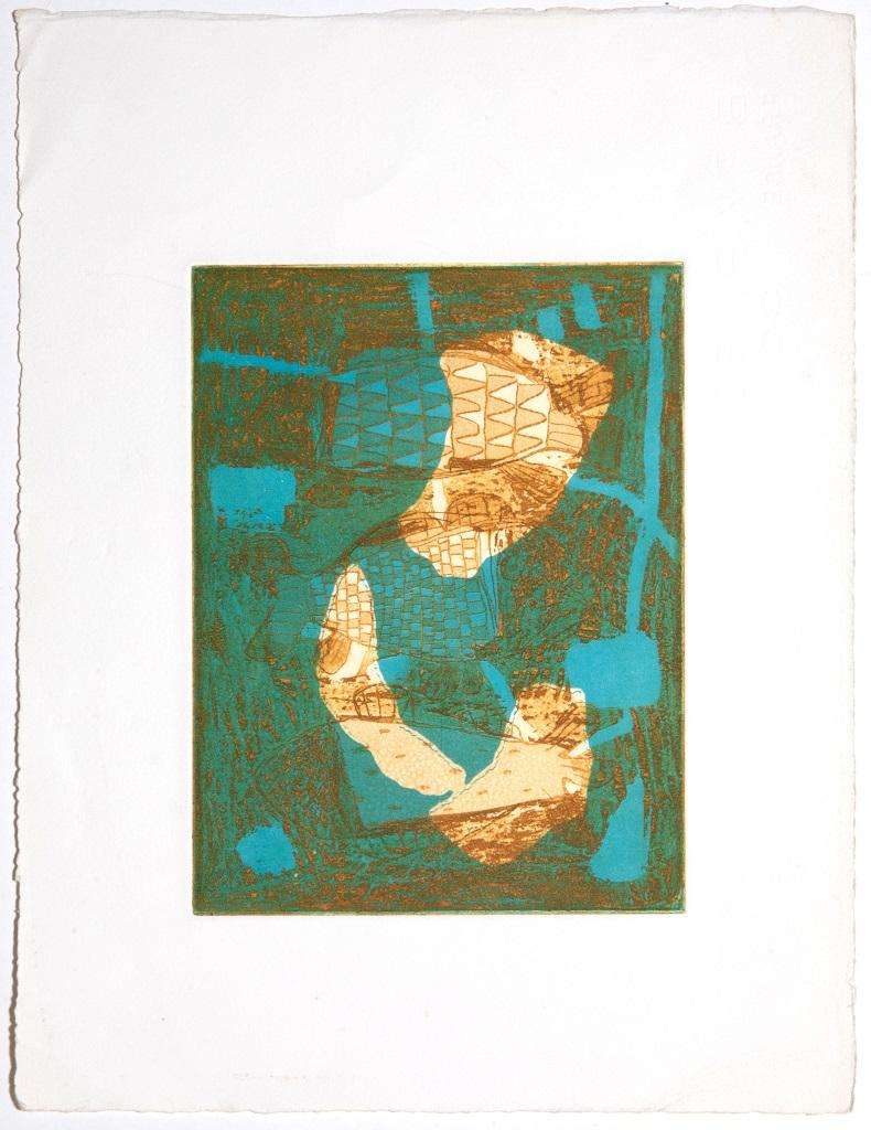Unknown Abstract Print - Composition - Original Etching on Paper - 1950s