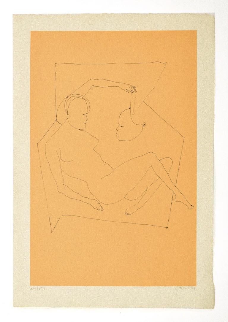 Unknown Figurative Print – Komposition - Originallithographie auf Papier - 1972