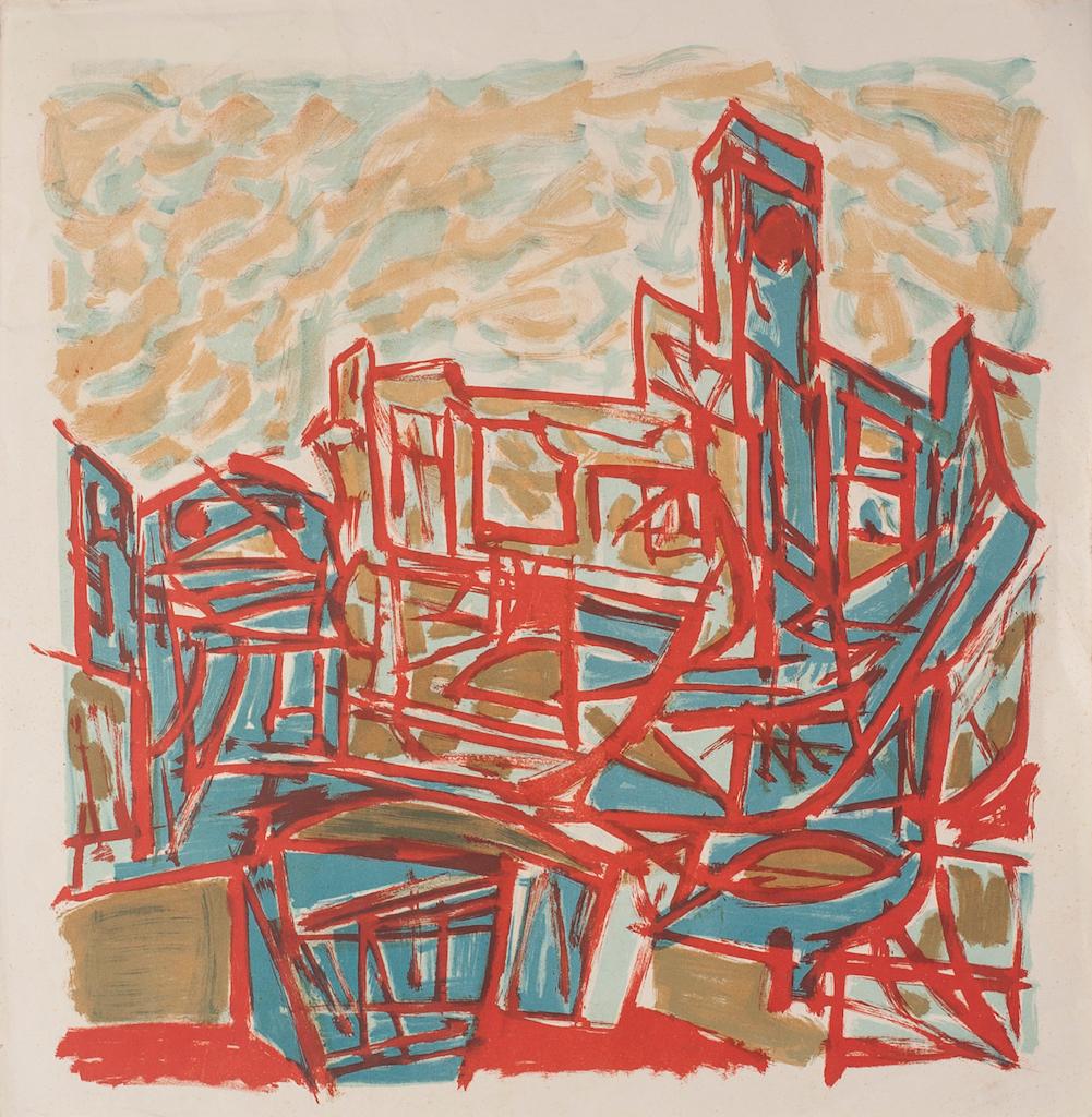 Unknown Abstract Print - Composition - Original Lithograph on Paper - Mid-20th Century