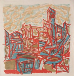 Composition - Original Lithograph on Paper - Mid-20th Century
