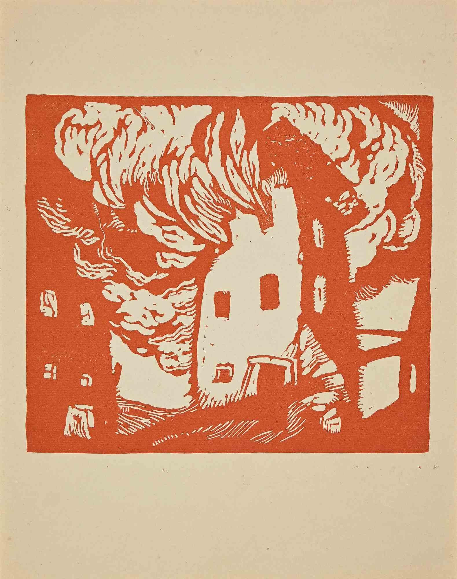 Composición - xilografía original de Giorgio Wenter Marini - 1925