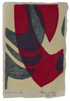 Composition - Original Woodcut On Paper by Silvano Bozzolini - 1958