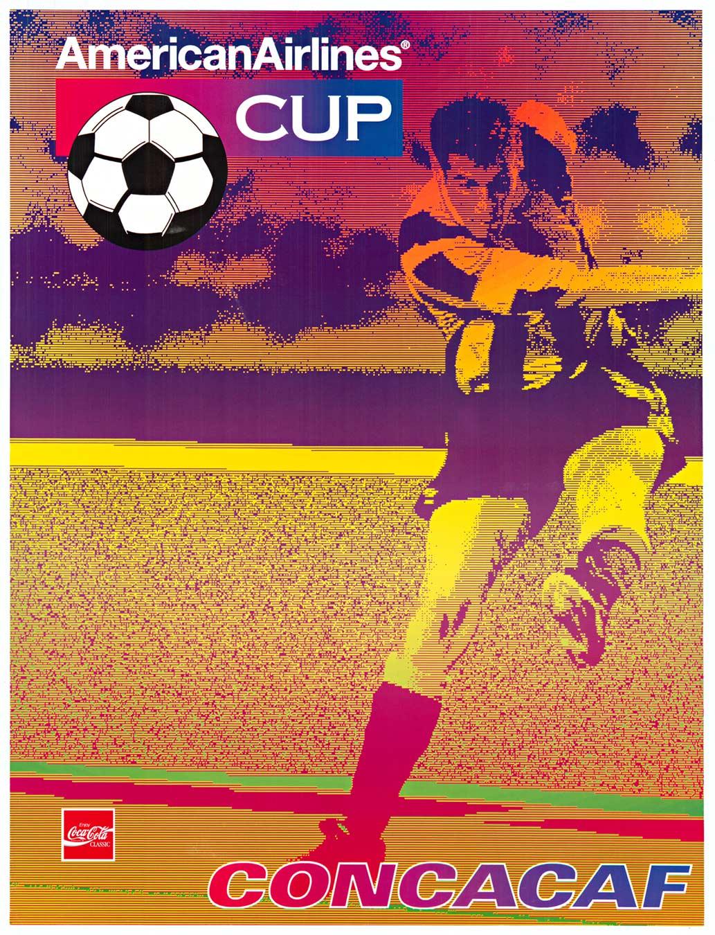 Unknown Portrait Print - CONCACAF Cup, American Airlines vintage travel poster  Soccer