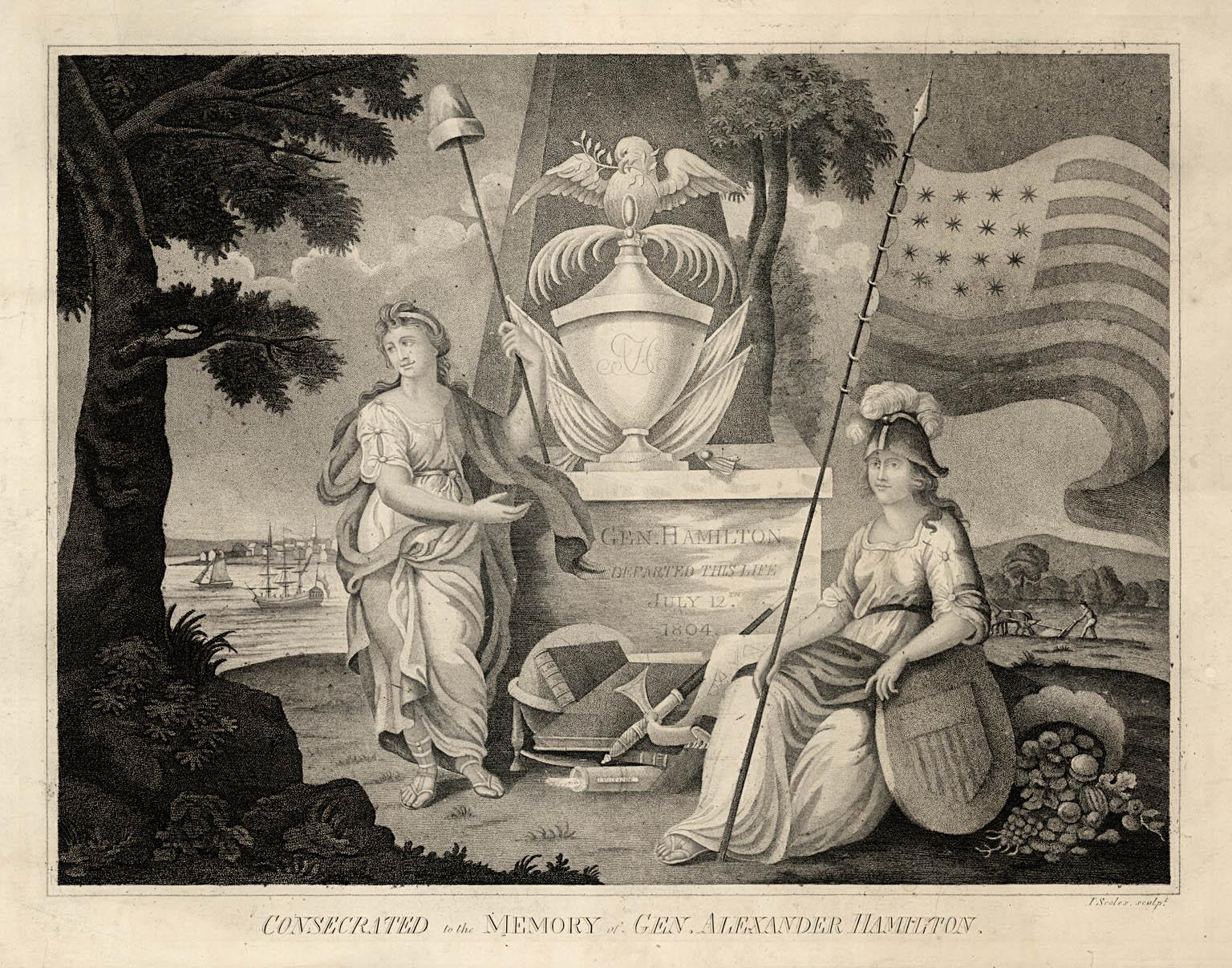 Unknown Figurative Print - Consecrated to the Memory of Gen. Alexander Hamilton