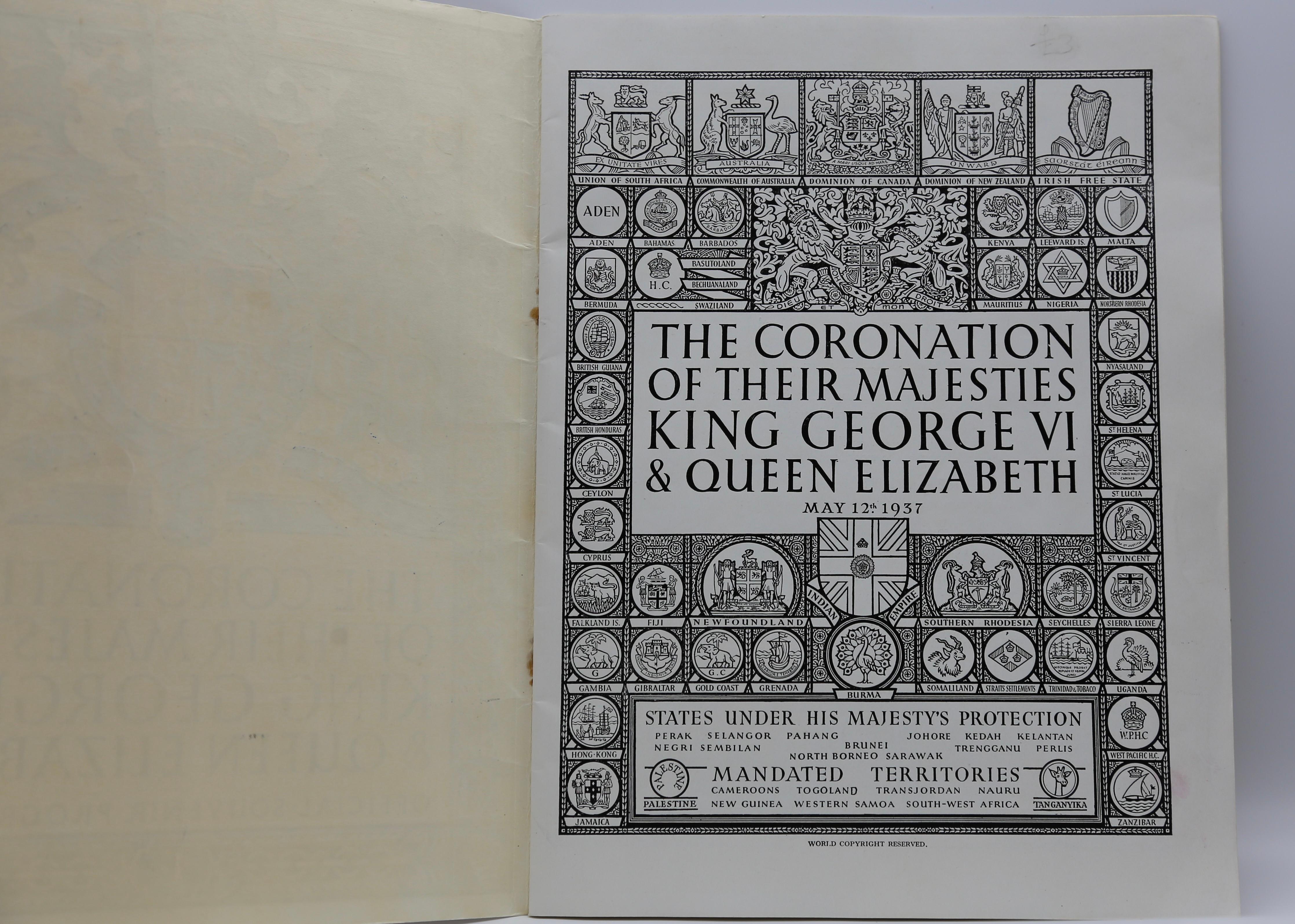 Coronation Program of King George and Queen Elizabeth Vintage 1937 Framed - English School Print by Unknown
