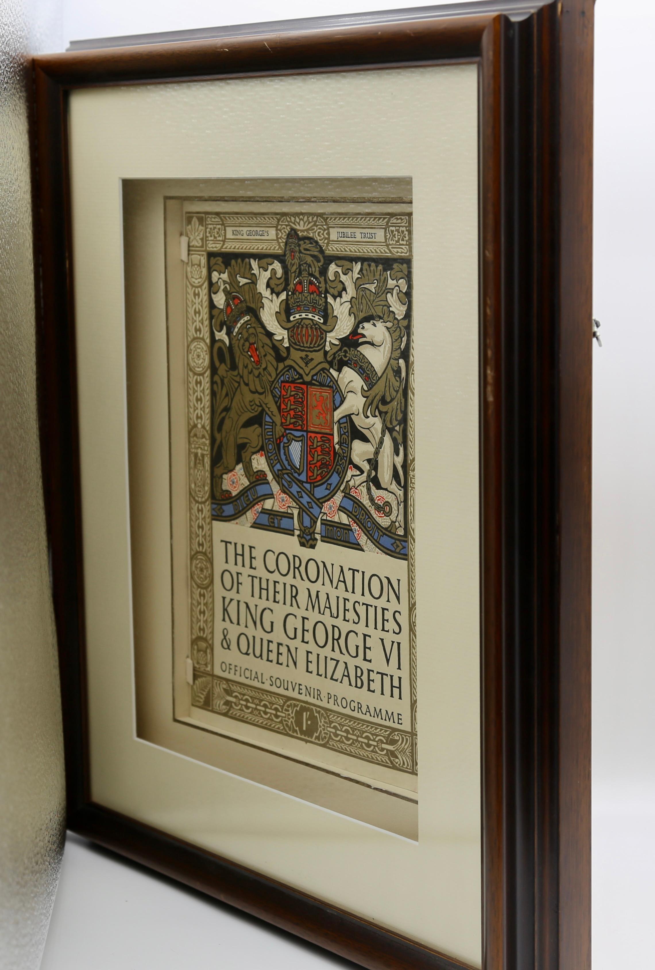 Coronation Program of King George and Queen Elizabeth Vintage 1937 Framed For Sale 1