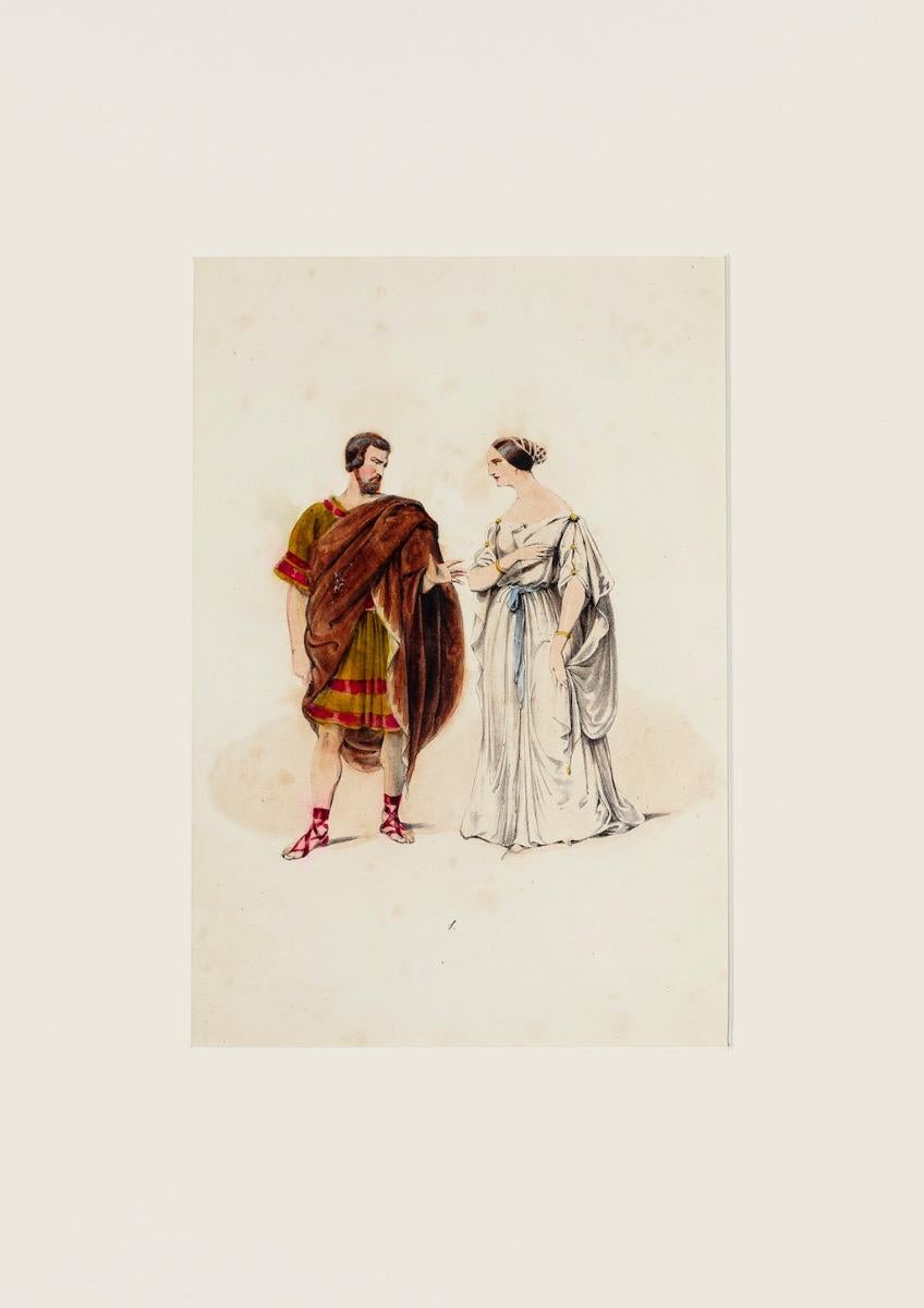 Unknown Figurative Print - Costume - Hand-colored Lithograph - 19th Century