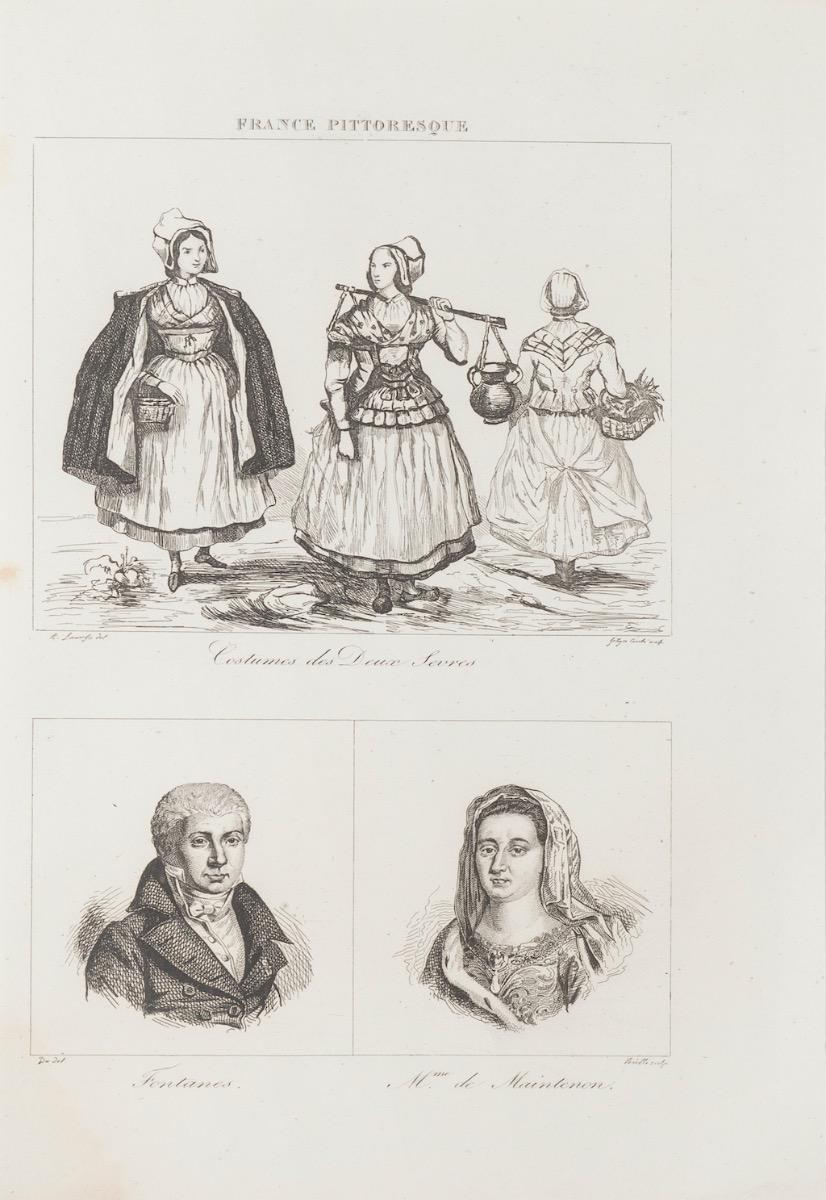 Unknown Portrait Print - Costumes and Portraits - Original Lithograph  - 19th Century