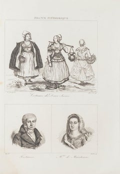 Costumes and Portraits - Original Lithograph  - 19th Century
