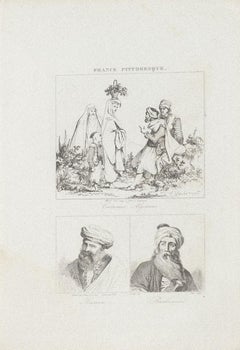 Costumes and Portraits - Original Lithograph - 19th Century