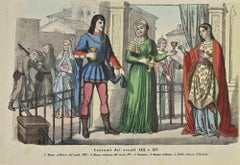 Costumes des 13e et 14e siècles - Lithographie - 1862
