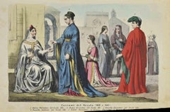 Costumes des 13e et 14e siècles - Lithographie - 1862