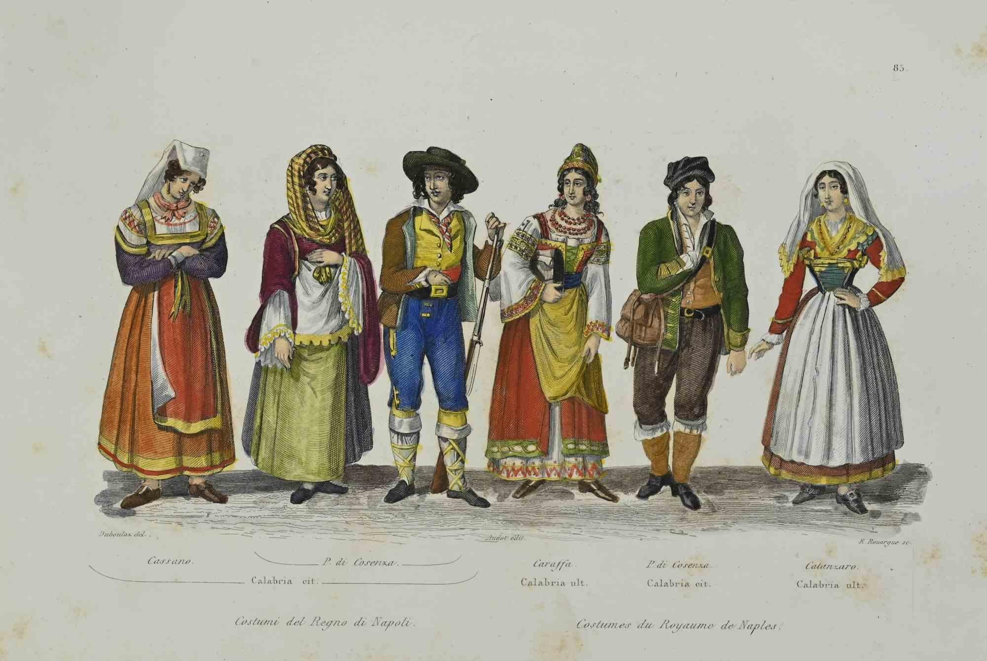 Unknown Figurative Print - Costumes of the Reign of Naples - Etching - 19th Century