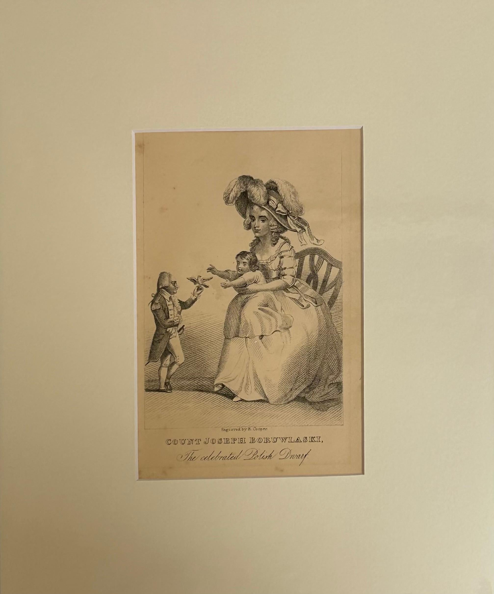 Count Joseph Boruwlaski - The celebrated Polish Dwarf - Brown Figurative Print by Unknown