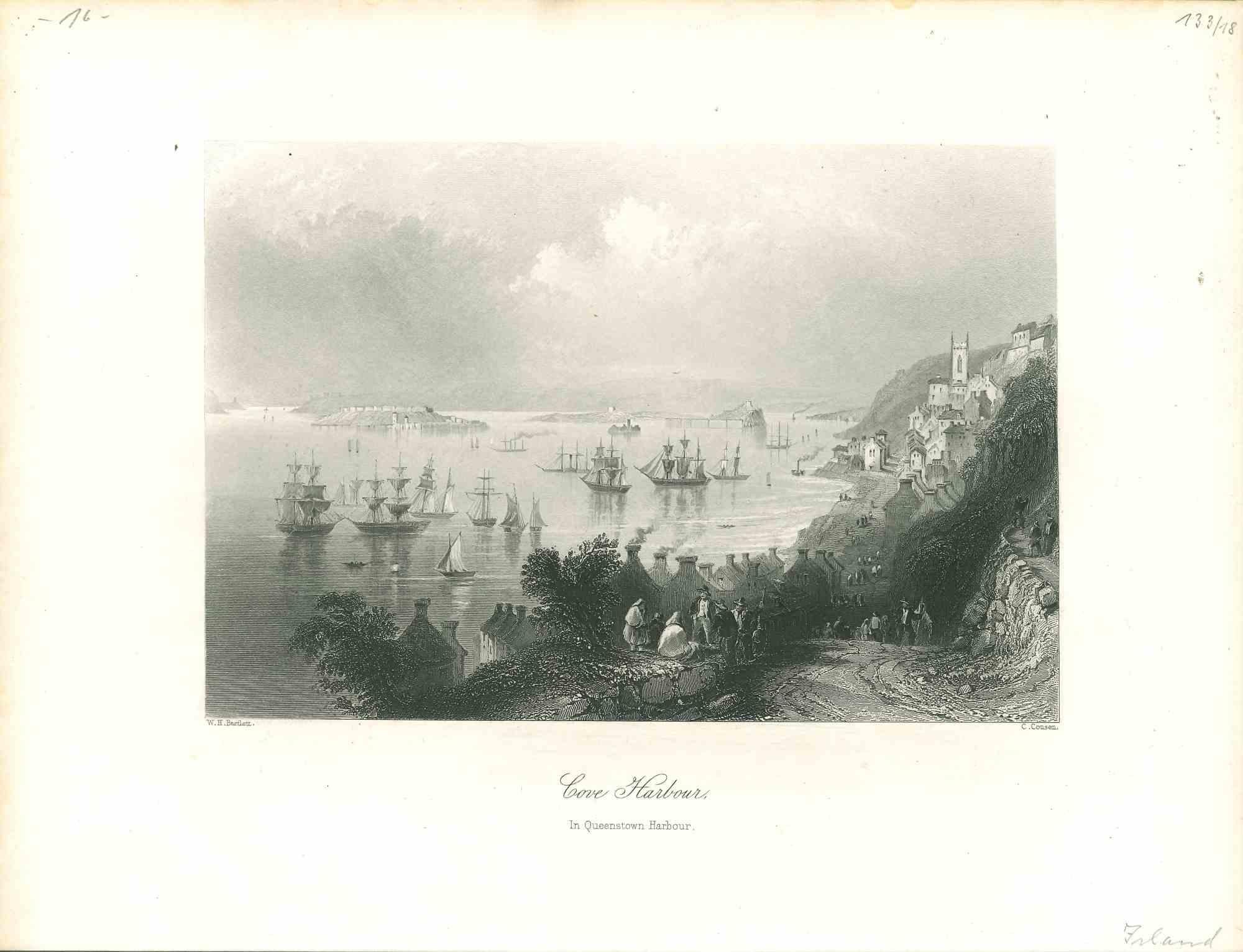 Unknown Figurative Print - Cove Harbour - Original Lithograph - Mid-19th Century