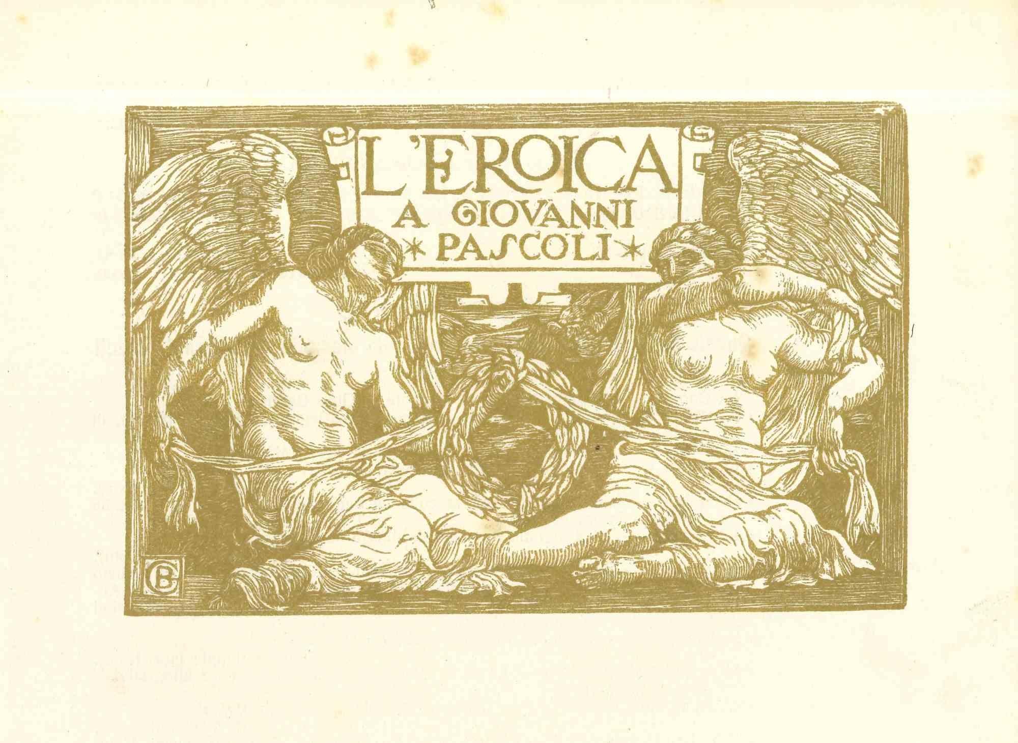 Unknown Figurative Print - Cover for "L'Eroica" - Original Woodcut by - Early 20th Century