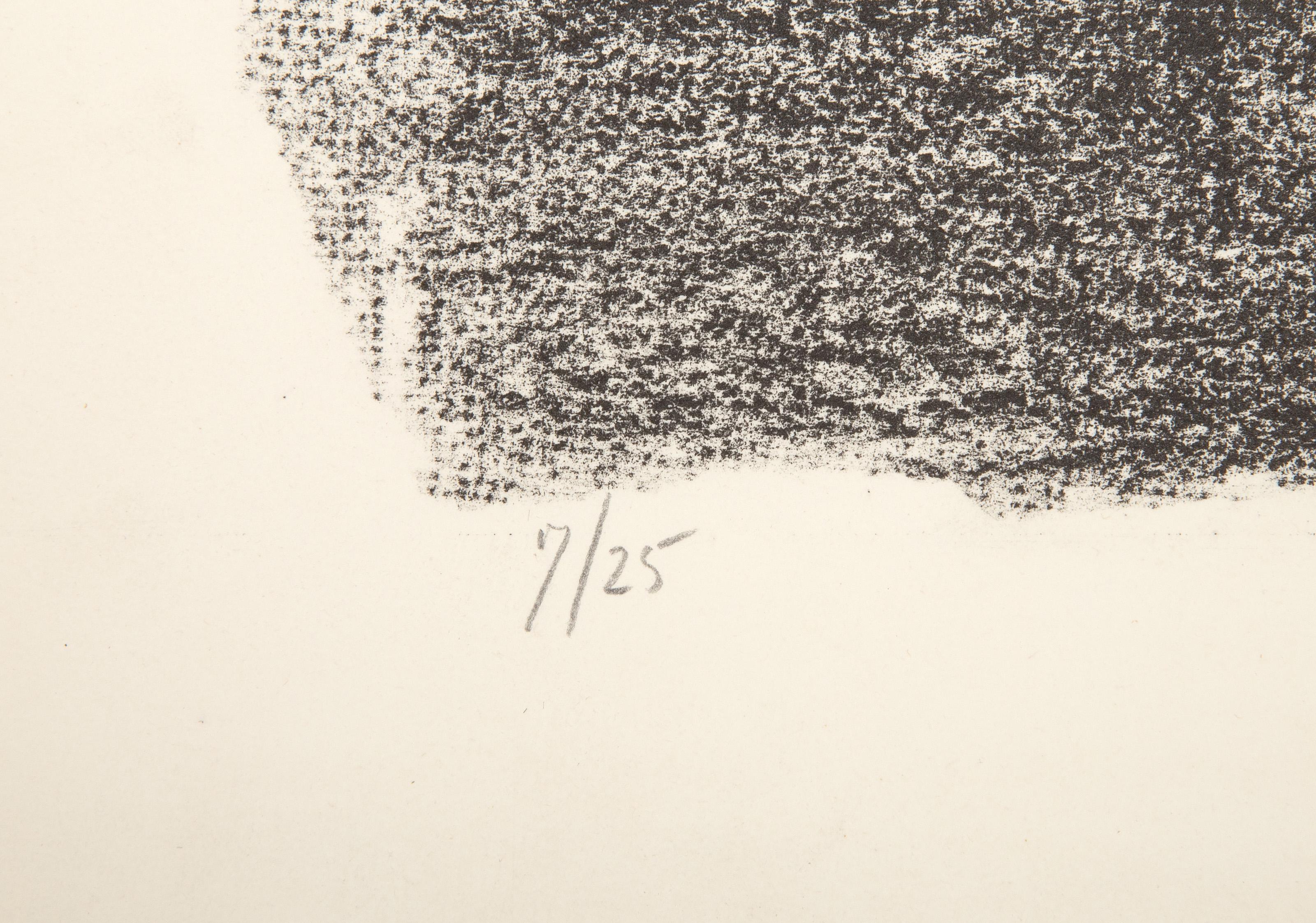Mucca, litografia surrealista di Peters Paone - Print di Peter Paone