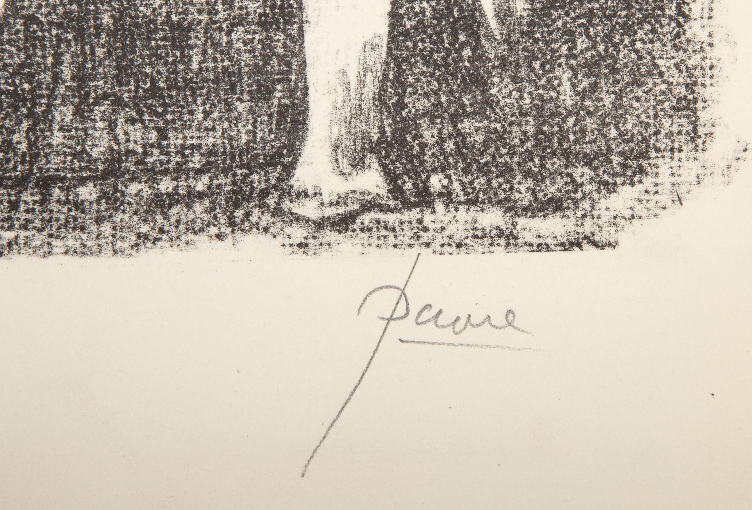 Mucca, litografia surrealista di Peters Paone - Print Surrealismo di Peter Paone